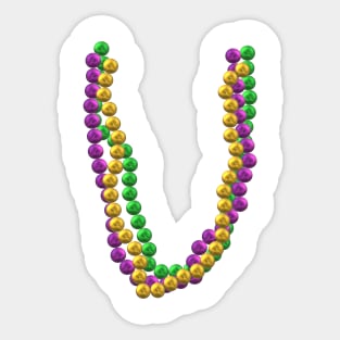 Mardi Gras Bead Necklaces in Purple, Green and Gold (White Background) Sticker